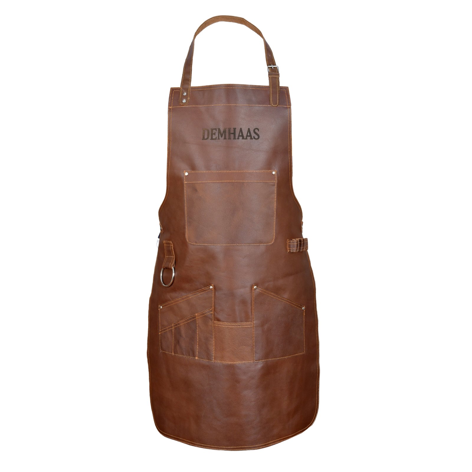 Handgefertigte BBQ Lederschürze aus Rindsleder Vintage-Braun von DEMHAAS